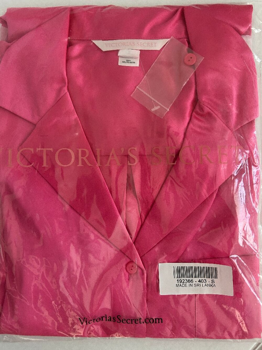 NWT Vintage Victoria's Secret Pink Rose-Colored Satin Sleep Shirt Sz SM 54867